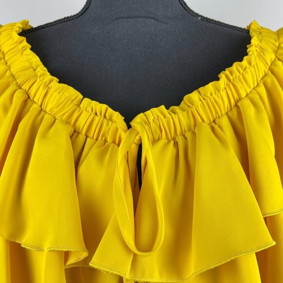 Byinns Women's Off Shoulder Ruffle Yellow Top Size XL - Picture 3 of 11